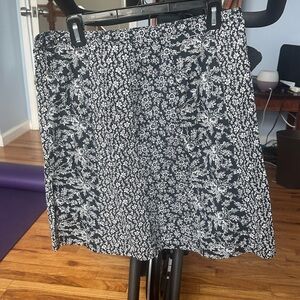 LOFT Black and White Floral A-Line Skirt